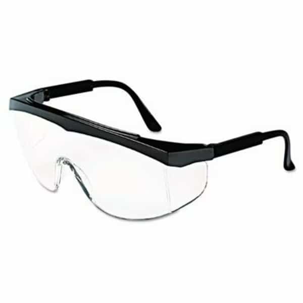 MCR Safety, Stratos Safety Glasses, Black Frame, Clear Lens