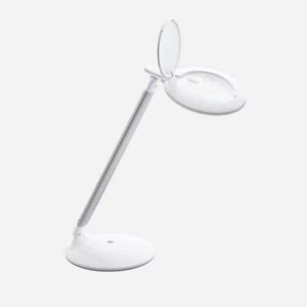 Daylight Halo Go Rechargeable LED Magnifier Table Lamp, 3-1/2in Dia. Lens, White