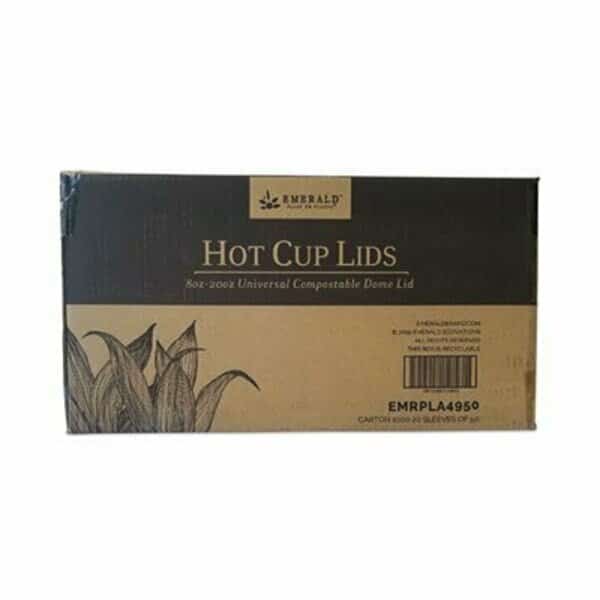 Plant to Plastic Fully Closed PLA Hot Cup Lid, Fits 8 oz to 20 oz, White, PK1000