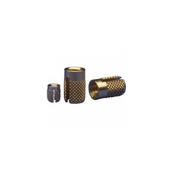 Press Insert, 5/16"-18 Int Thrd Sz, 0.56 in L, Brass, 10 PK