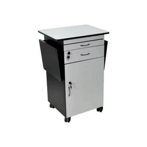 Luxor Wood Multimedia Workstation, 23-3/4inW x 18-7/8inD x 37-3/8inH, Gray/Black