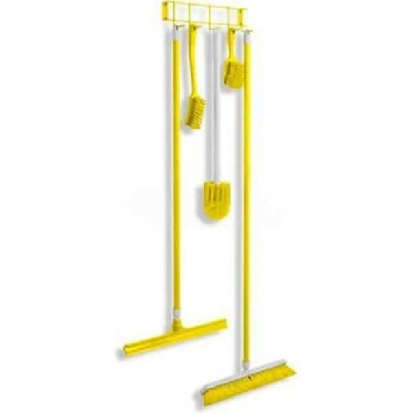 Horizon Mfg. 16in Utility/Sanitation Hook Rack, 4031, PVC Coated, Five 2in Hooks, Yellow