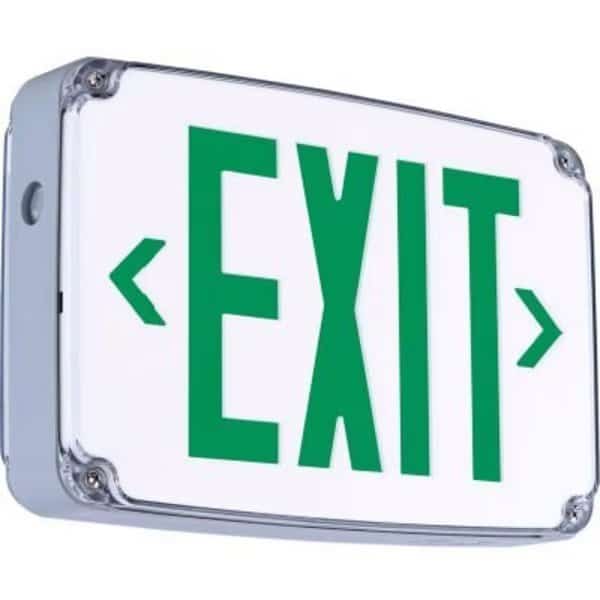 Hubbell LED Wet Location Exit Sign, Single Face, Green w/ Nickel Cadmium Battery
