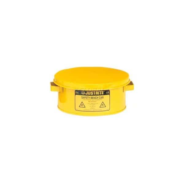 Justrite Bench Can, 1-Gallon, w/ Basket, Yellow,