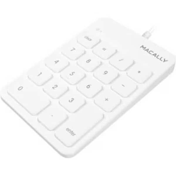 Macally USB Wired 18-Key Numeric Keypad, White