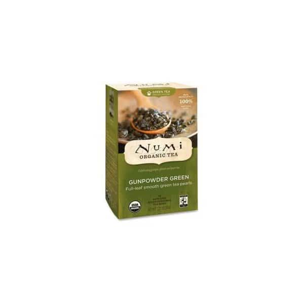 Numi Organic Tea Green Tea, Gunpowder Green, Single Cup Bags, 18/Box