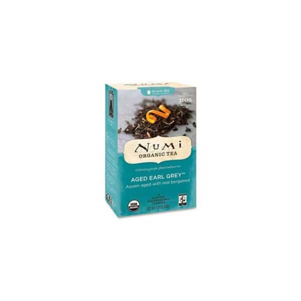 Numi Organic Tea Black Tea, Aged Earl Grey, Single Cup Bags, 18/Box
