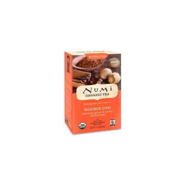 Numi Organic Tea Herbal Tea, Rooibos Chai, Single Cup Bags, 18/Box