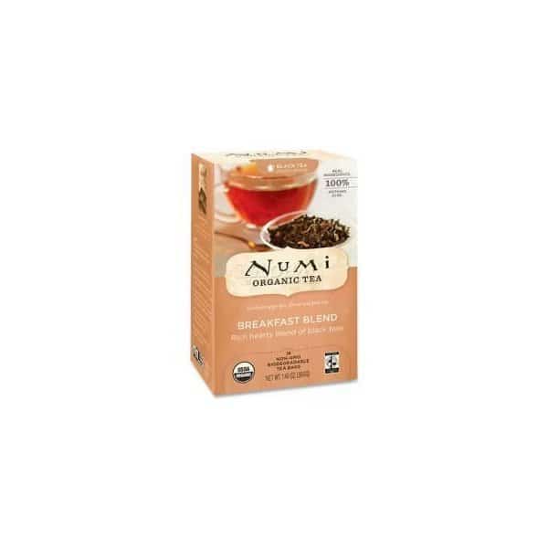 Numi Organic Tea Black Tea, Breakfast Blend, Single Cup Bags, 18/Box
