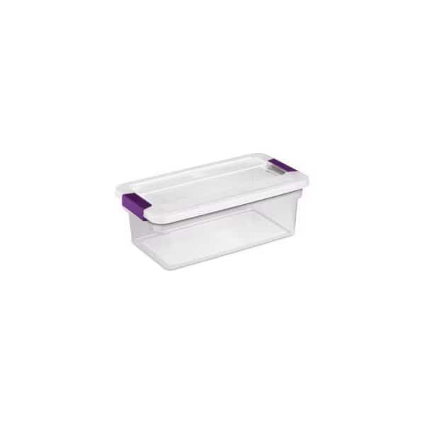 Storage Tote W/ Lid, 14-1/8 in L x 7-7/8 in W x 4-7/8 in H, Clear, 12 PK