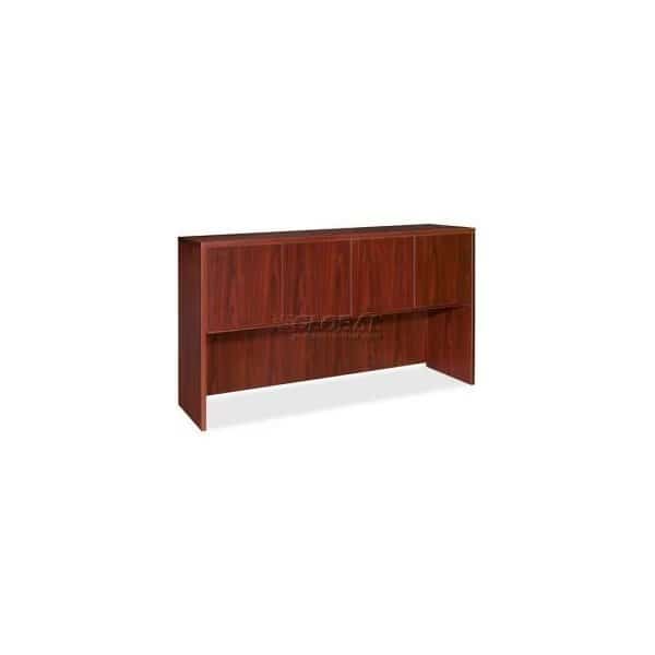 Lorell Hutch With Doors - 72"W x 15"D x 36"H - Mahogany - Essentials Series