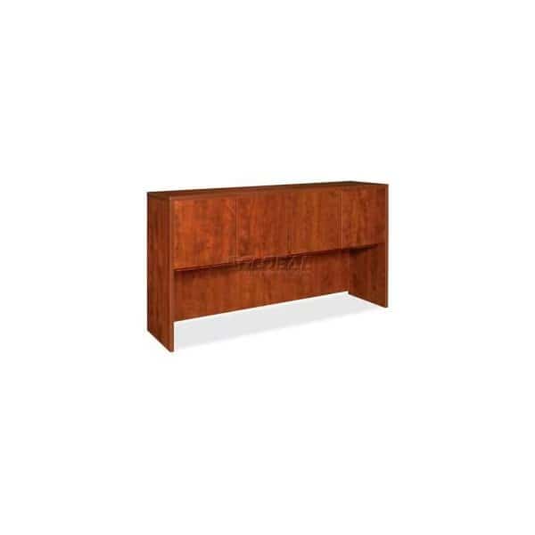 Lorell Hutch With Doors - 66"W x 15"D x 36"H - Cherry - Essentials Series