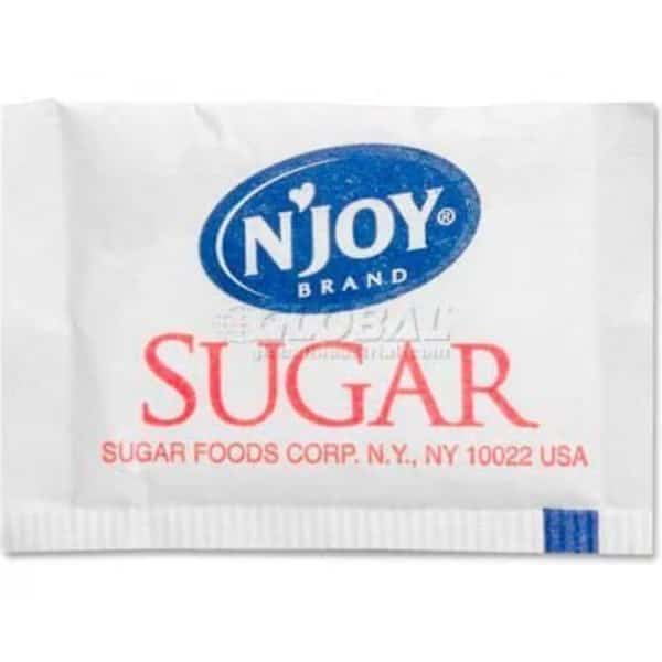 N'Joy Sugar Foods Pure Cane Sugar, 0.098 oz., 2000/Box
