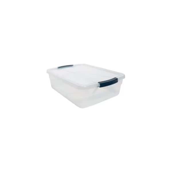 Storage Tote W/ Lid, 4 gal, 16-7/8 in L x 13-3/8 in W x 5-1/2 in H, Clear, 8 PK