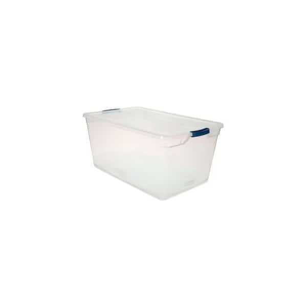 Storage Tote W/ Lid, 23.75 gal, 29 in L, 17-3/4 in W, 13-1/4 in H, Clear, 4 PK