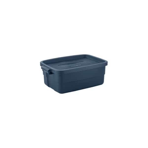 Storage Tote, 10 gal, 18 in L, 12 in W, 8-1/2 in H, Dark Indigo Metallic, 8 PK