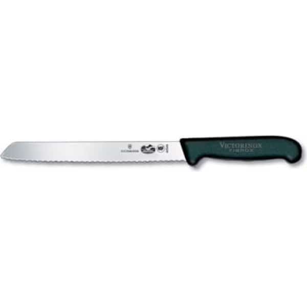 Victorinox 8 Bread Knife, Slant Tip, Serrated Blade, Black Fibrox Handle 40549