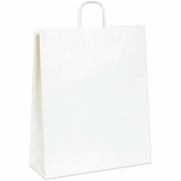 16 x 6 x 19 1/4'' White Paper Shopping Bags, 200PK