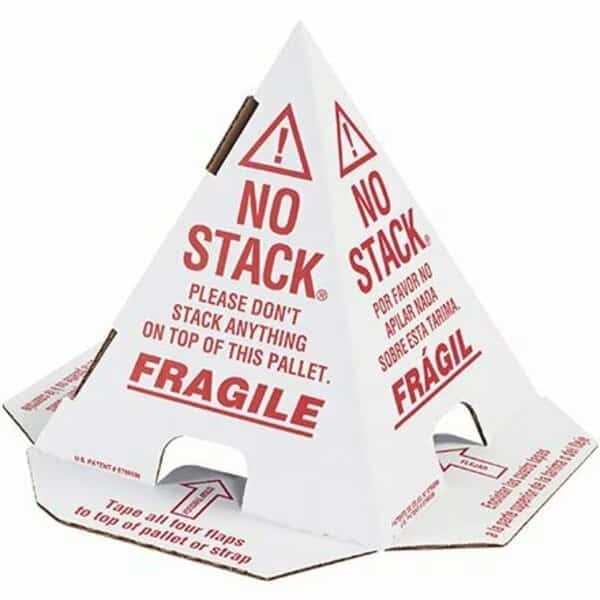 White with Red Print Pallet Cones - English, French & Spanish, 50PK
