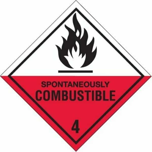 4 x 4'' - ''Spontaneously Combustible - 4'' Labels