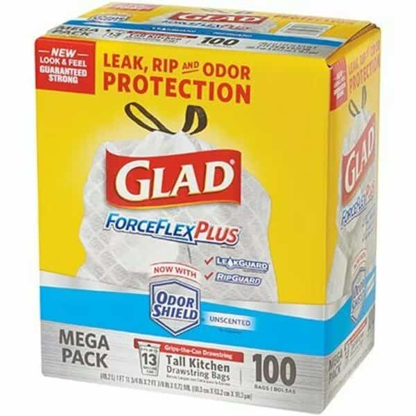 Glad ForceFlex Trash Bags - 13 Gallon, White, 100PK