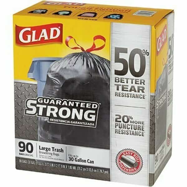 Glad Drawstring Trash Bags - 30 Gallon, Black, 90PK