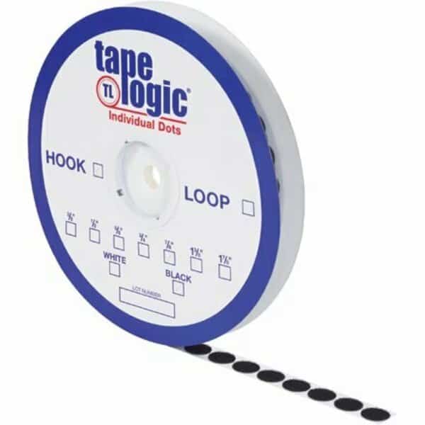 3/8'' Black Loop Tape Logic Individual Tape Dot Roll