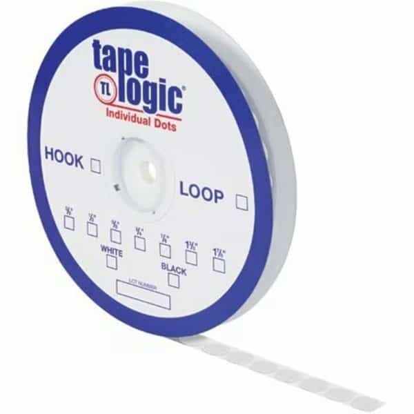 5/8'' White Loop Tape Logic Individual Tape Dot Roll