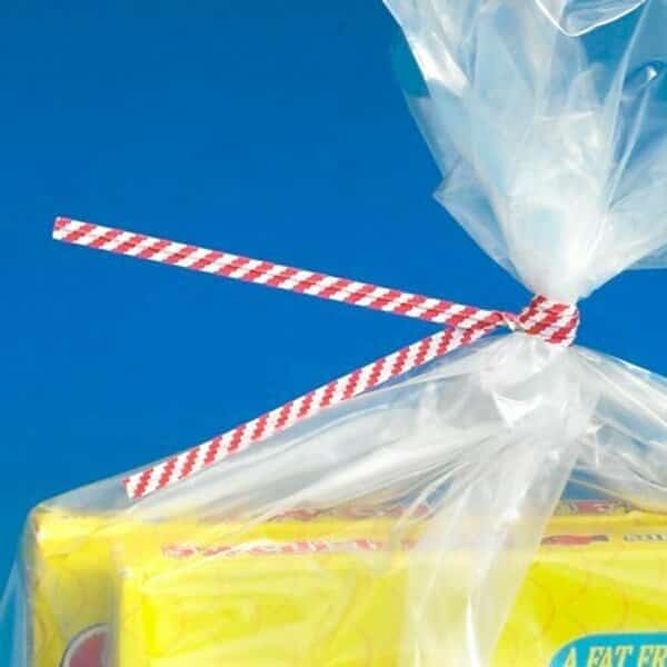 10 x 5/32'' Red Candy Stripe Paper Twist Ties, 2000PK