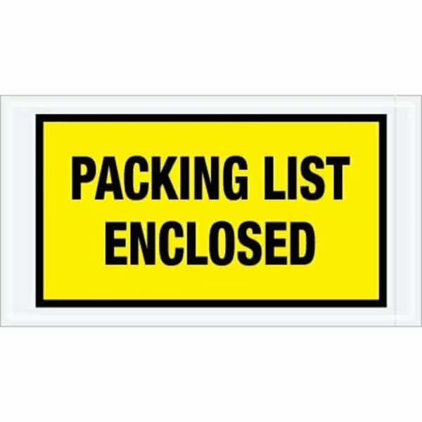 5-1/2 x 10'' Yellow Full-Face ''Packing List Enclosed'' Envelopes, 1000PK