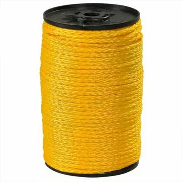 3/16'', 450 lb, Yellow Hollow Braided Polypropylene Rope