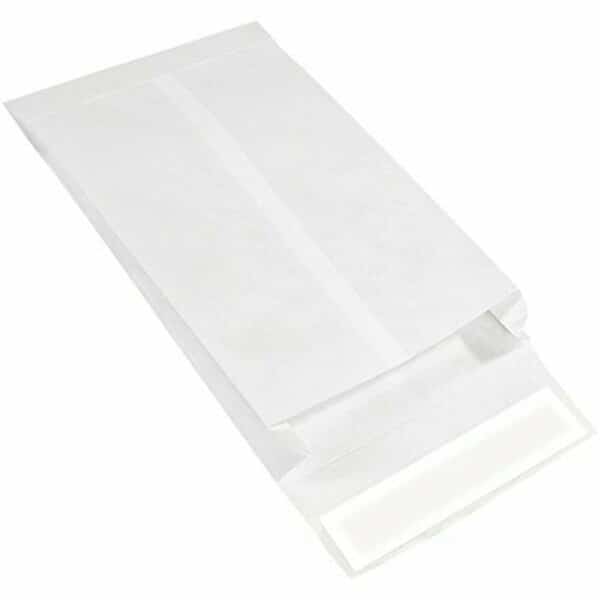 9 x 12 x 2'' White Expandable Tyvek Envelopes, 100PK