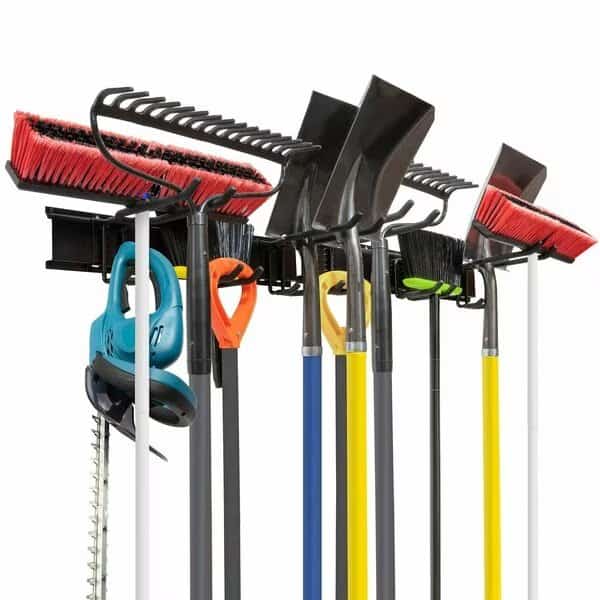 Wall Mounted Tool Storage Rack, 8 Piece Garden Tool Organizer for Broom, Mop, Rake & Tools