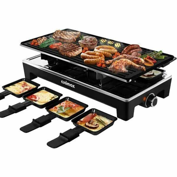 1500W Indoor Portable 2 in 1 Electric Raclette GrillBlack