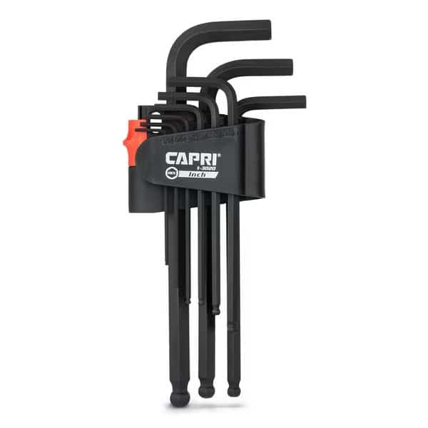S2 Steel SAE Long Arm Ballpoint End Hex Key Wrench Set, 9 pcs