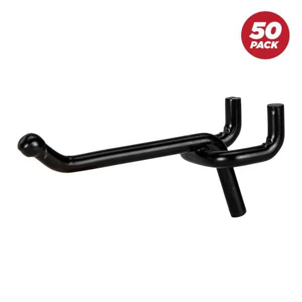 2 in Black Steel Pegboard Hooks for 1/4 in Pegboards, 50 pcs