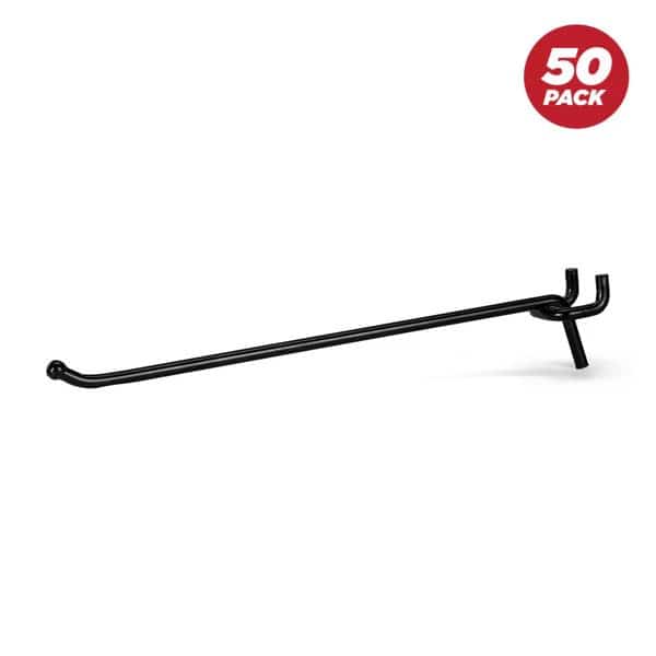 8 in Black Steel Pegboard Hooks for 1/4 in Pegboards, 50 pcs