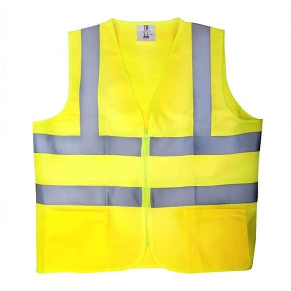 Yellow Knitted Safety Vest, Size 4XL, 2Pocket W Zipper