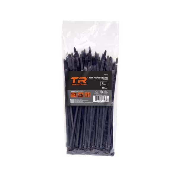 8 in Multi-Purpose UV Cable Ties in Black, 100-pk, Tr Industrial, Mfr#: TR88302