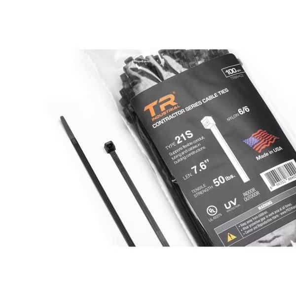 7.6 in Contractor Series Type 21 UV Cable Ties, 100-pk