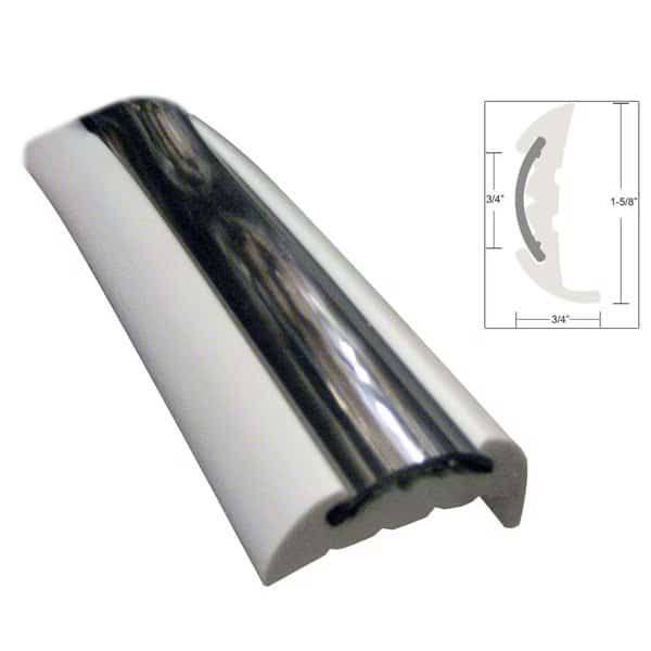 Semi-Rigid Rub Rail Kit - White w/Flex Chrome Insert - 70'