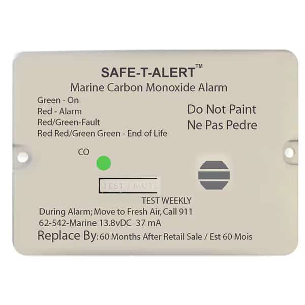 Carbon Monoxide Alarm w/Relay-12V-62-542-Marine-RLY-NC-Flush Mnt-White