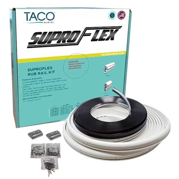 SuproFlex Rub Rail Kit-White w/Flex Chrome Insert-1.6"H x .78"W x 60L