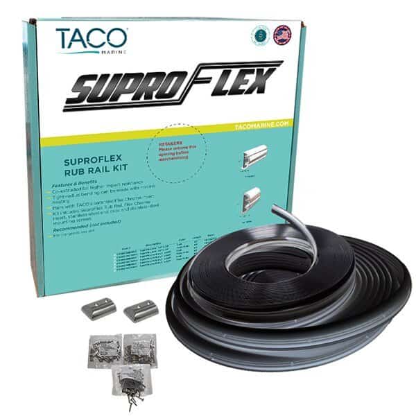 SuproFlex Rub Rail Kit-Black w/Flex Chrome Insert-2"H x 1.2"W x 80L