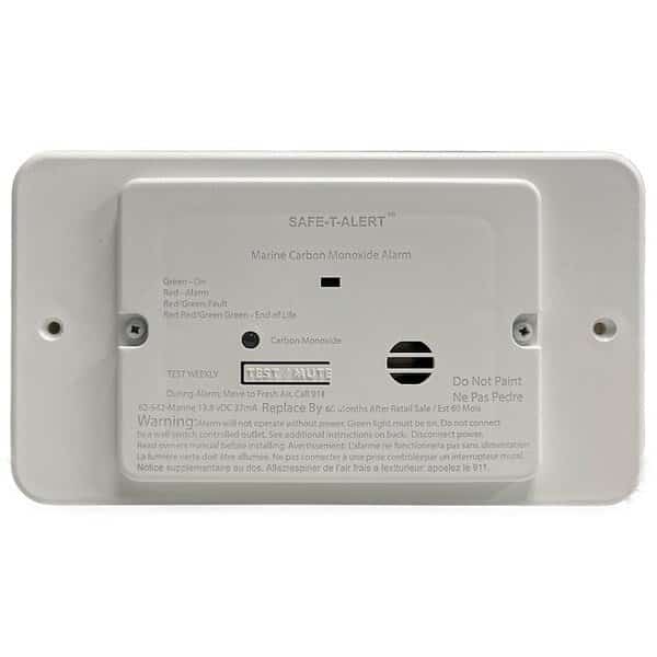 62 Series Marine Carbon Monoxide - White - Flush Mount - 12V w/Relay   Trim Ring, Safe-T-Alert, Mfr#: 62-542-TR-WT