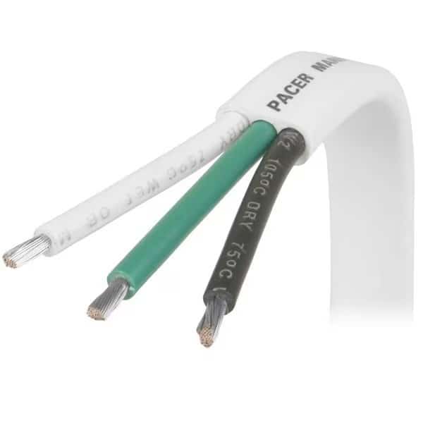 Pacer 10/3 AWG Triplex Cable, Black/Green/White, 100'