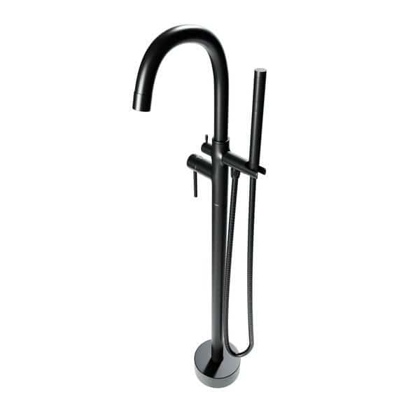 Neptune Freestanding Matte Black Gooseneck Tub Filler Faucet with Standard Handle