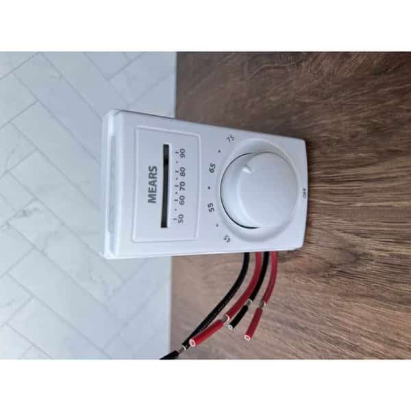 White Double Pole Heat Control w/ thermometer, Double Pole, WHITE with thermometer
