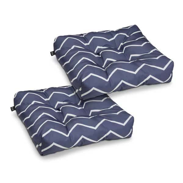 19x19x5" Square Seat Cushions, Navy Chevron, 2PK