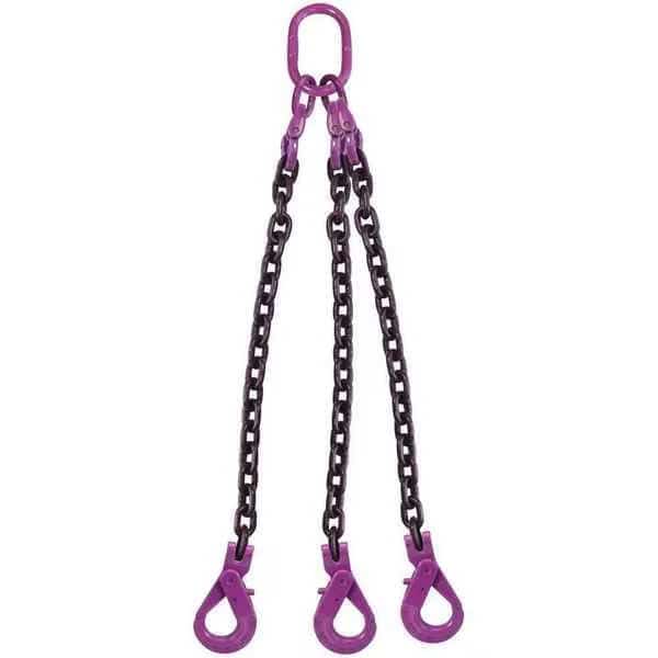 1/2" x 3' - 3 Leg Chain Sling w/ Self-Locking Hooks - Grade 100